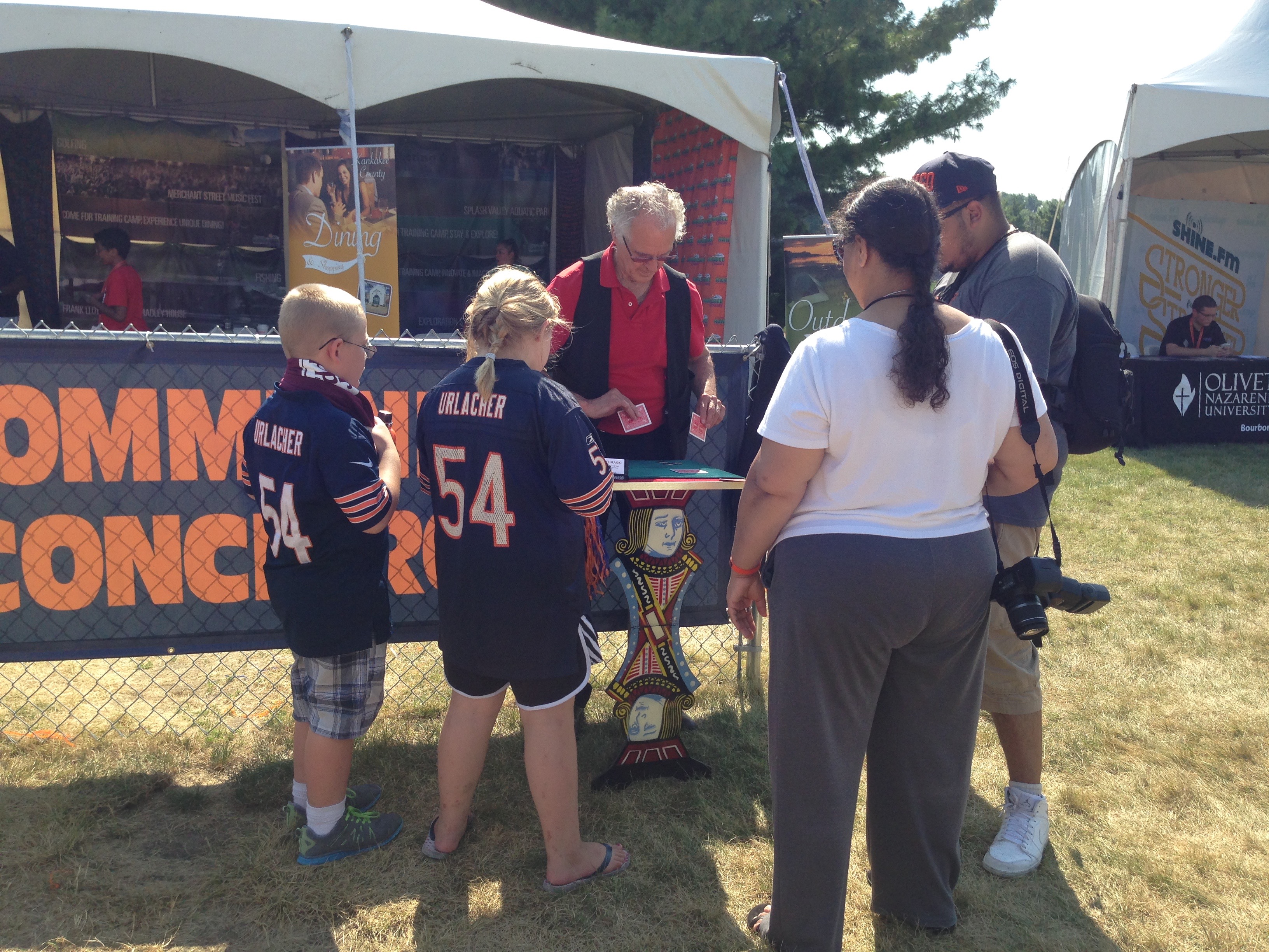 Performing close-up magic at the Bears Camp.